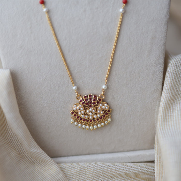 Heritage gold plated padakam long necklace HP5437