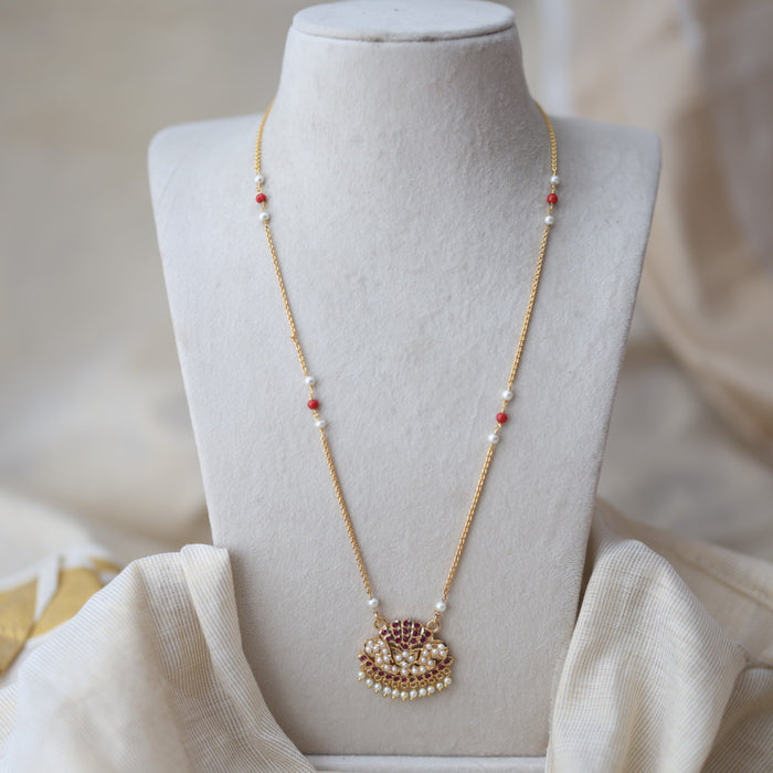 Heritage gold plated padakam long necklace HP5437