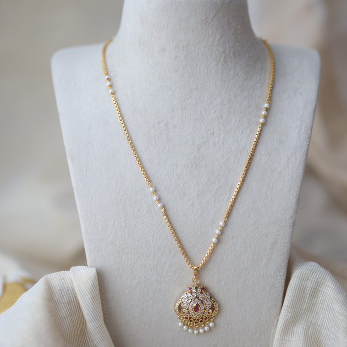 Heritage gold plated padakam long necklace HP5788
