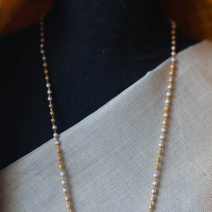 Heritage gold plated ruby white stone padakam necklace HP760