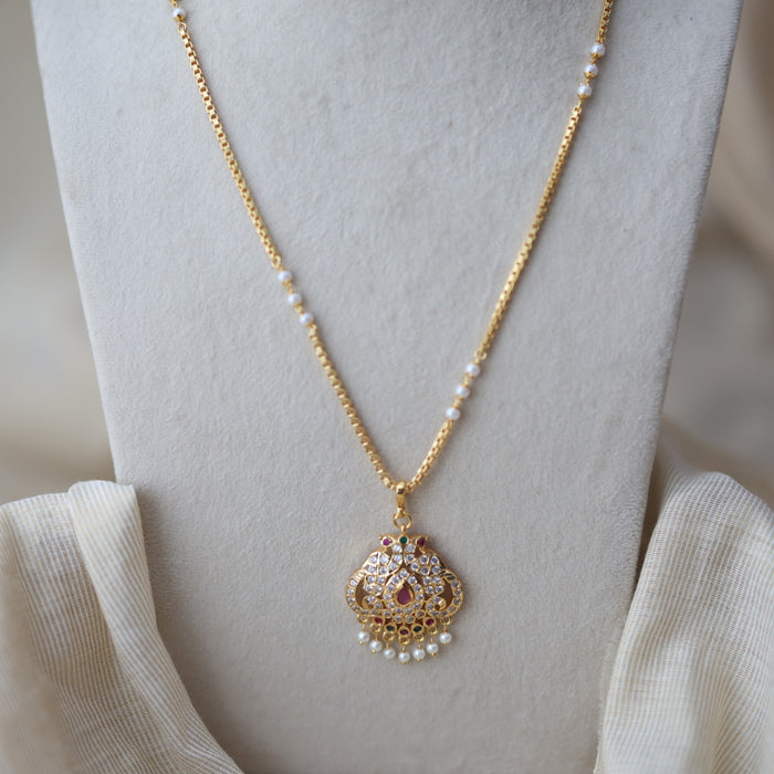 Heritage gold plated padakam long necklace HP5788