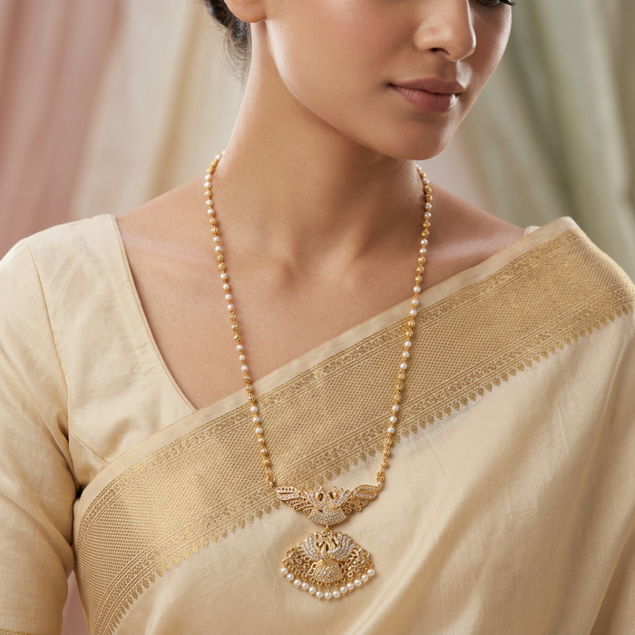 Heritage gold plated padakam long necklace HP744