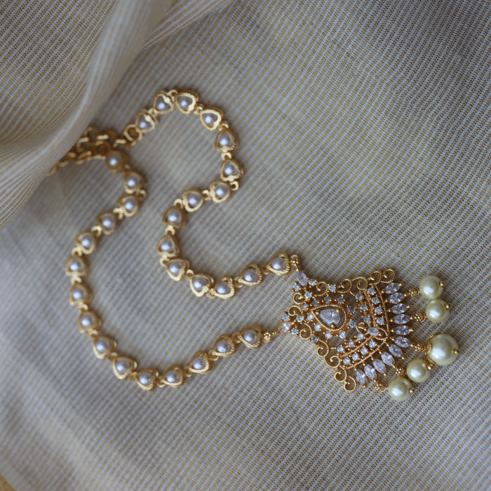 Heritage gold plated pearl short necklace H452