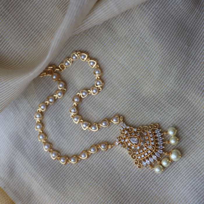 Heritage gold plated pearl short necklace H452