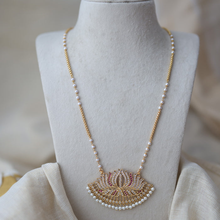 Heritage gold plated padakam pearl long necklace HP904