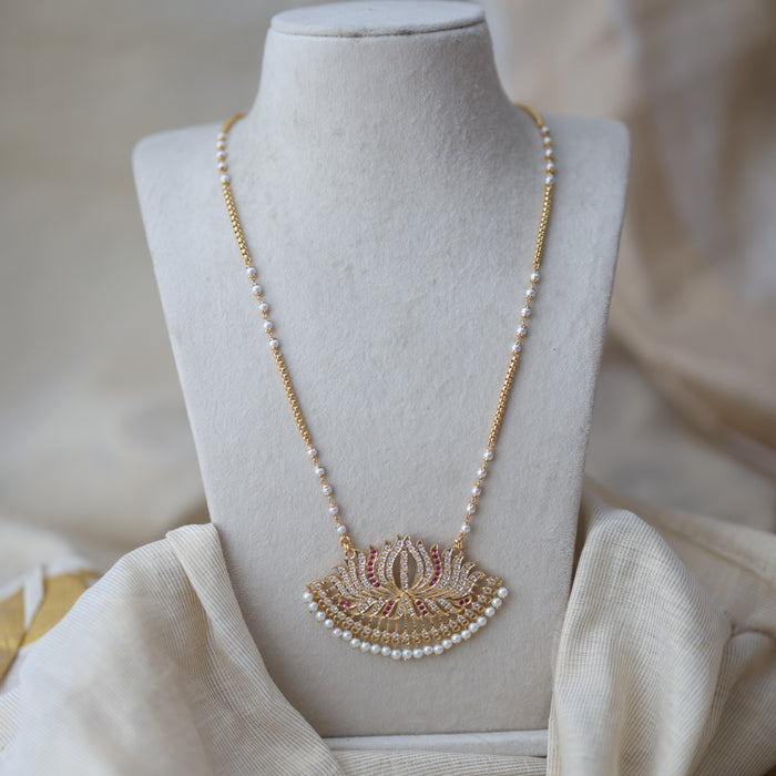 Heritage gold plated padakam pearl long necklace HP904