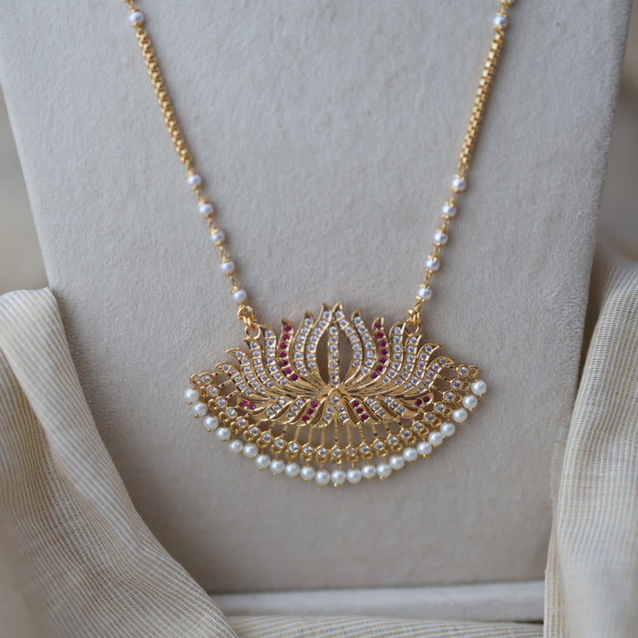Heritage gold plated padakam pearl long necklace HP904