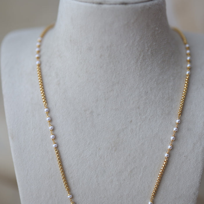 Heritage gold plated padakam pearl long necklace HP904