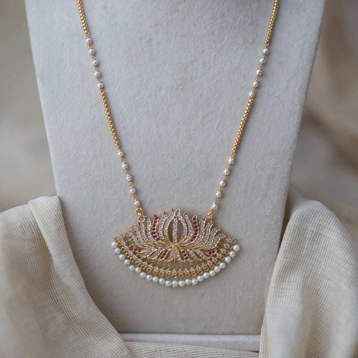 Heritage gold plated padakam pearl long necklace HP904