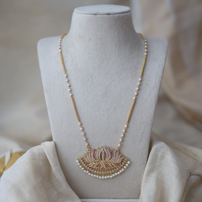 Heritage gold plated padakam pearl long necklace HP904
