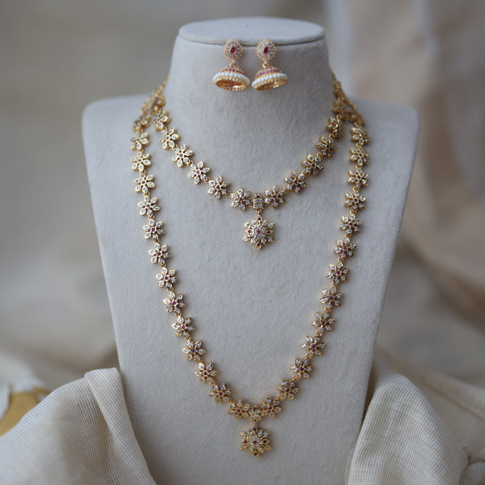 Heritage gold plated short and long set necklace HPS678