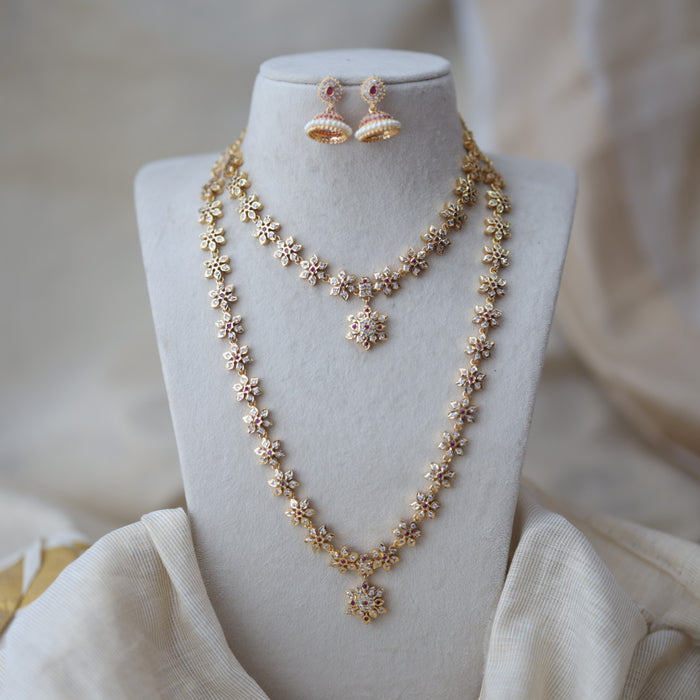 Heritage gold plated short and long set necklace HPS678