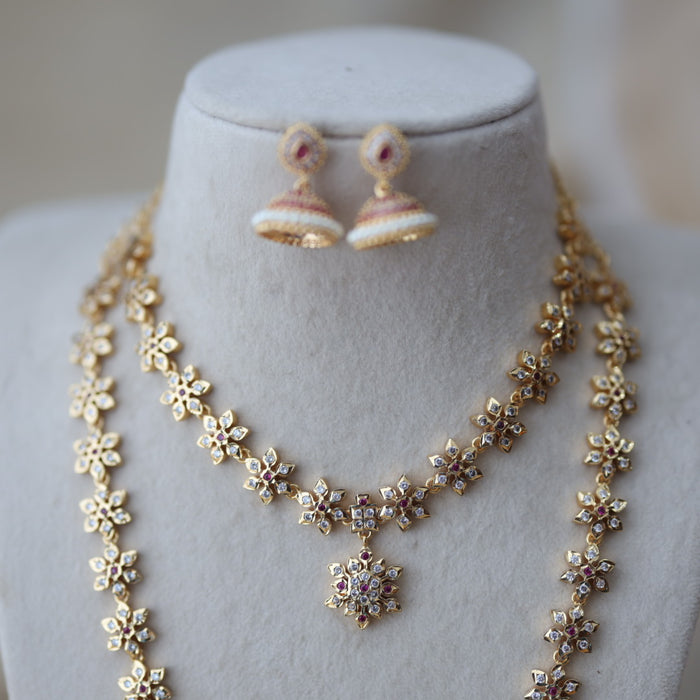 Heritage gold plated short and long set necklace HPS678