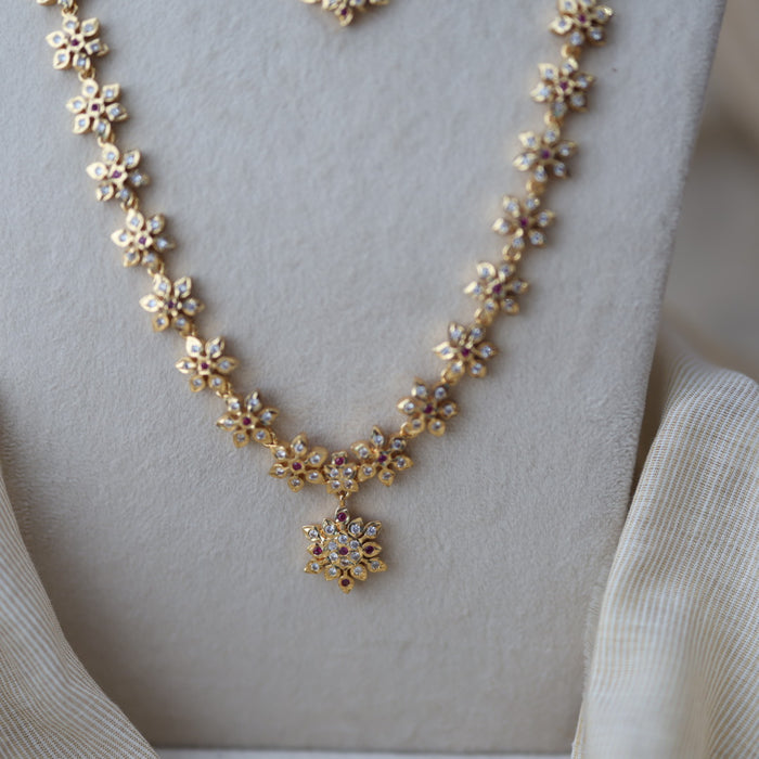 Heritage gold plated short and long set necklace HPS678