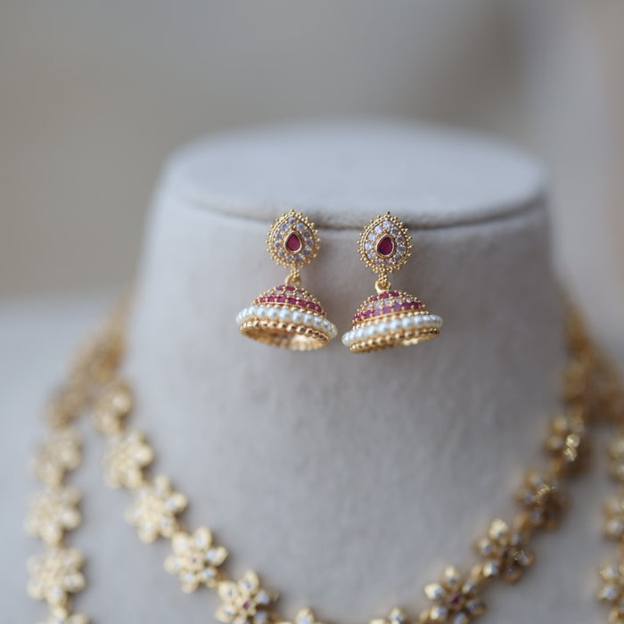 Heritage gold plated short and long set necklace HPS678