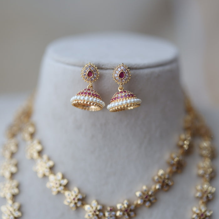 Heritage gold plated short and long set necklace HPS678