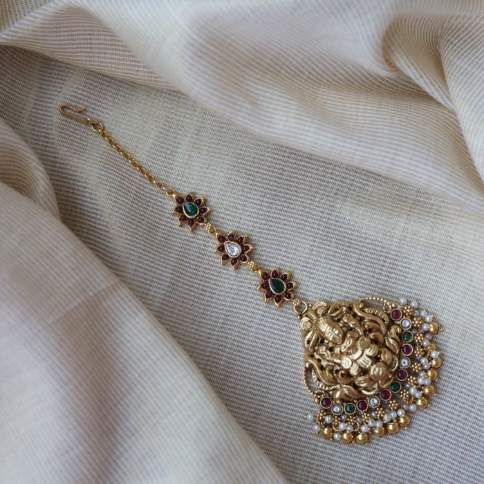 Antique multi stone temple design tikka TA1223