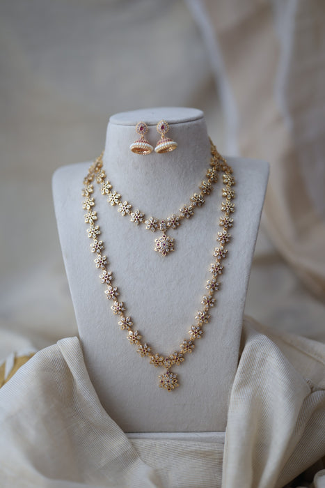 Heritage gold plated short and long set necklace HPS678