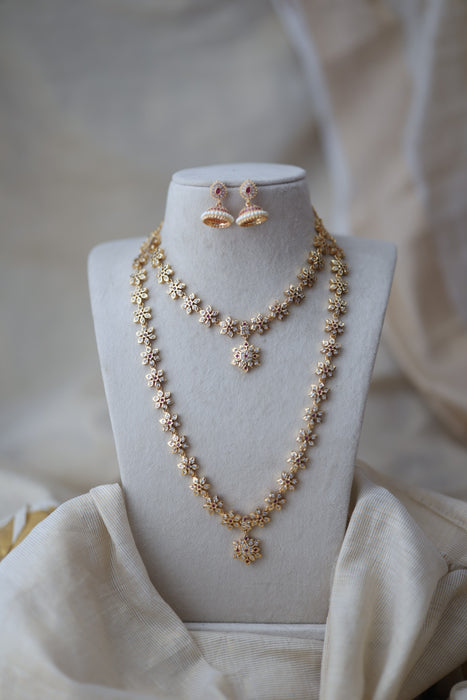 Heritage gold plated short and long set necklace HPS678