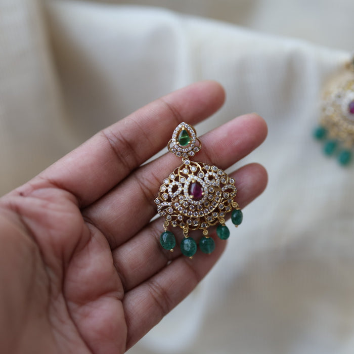 Antique green bead design drop earrings AD5598