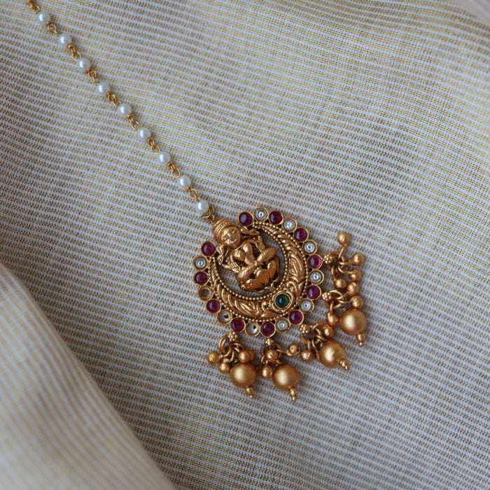 Antique multi stone temple design tikka TA113