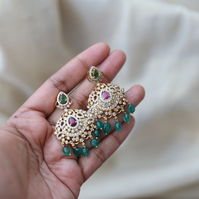 Antique green bead design drop earrings AD5598