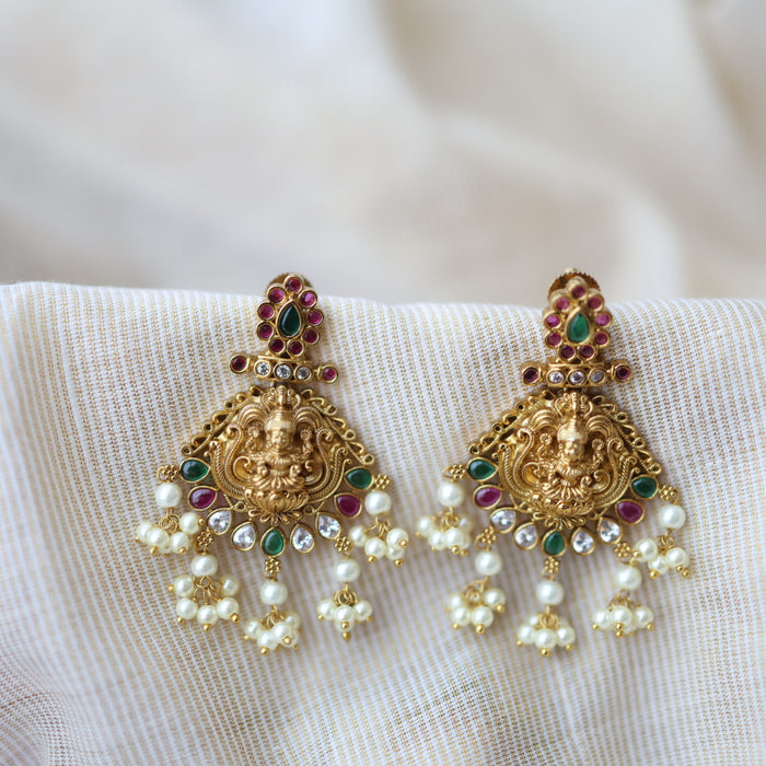 Antique temple design drop earrings AD4598