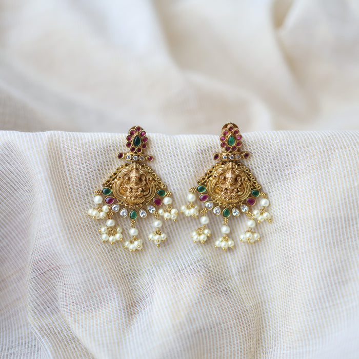 Antique temple design drop earrings AD4598