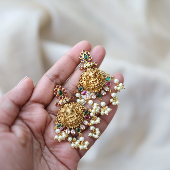 Antique temple design drop earrings AD4598