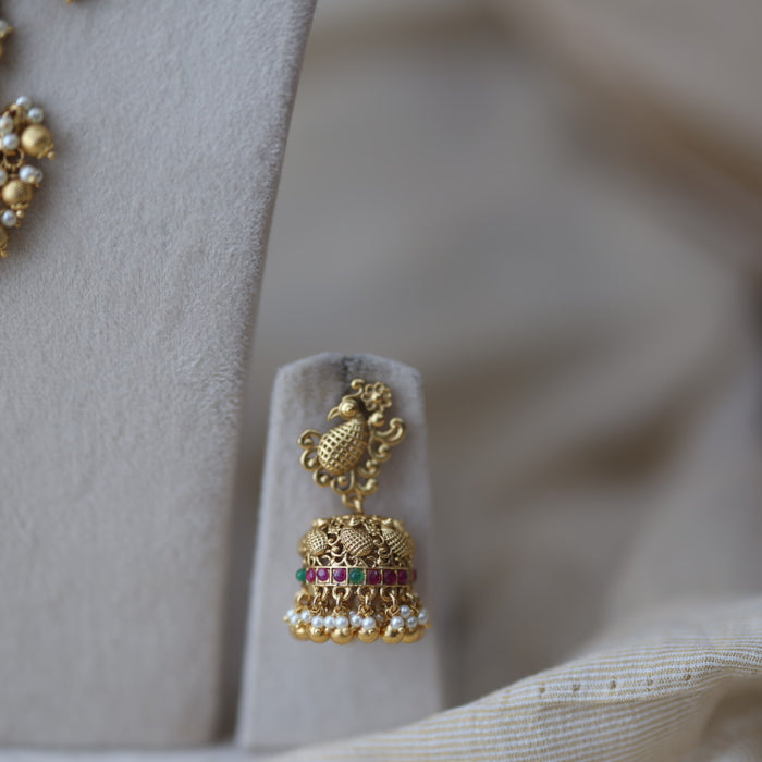 Antique short necklace with jumka earrings S1B17893