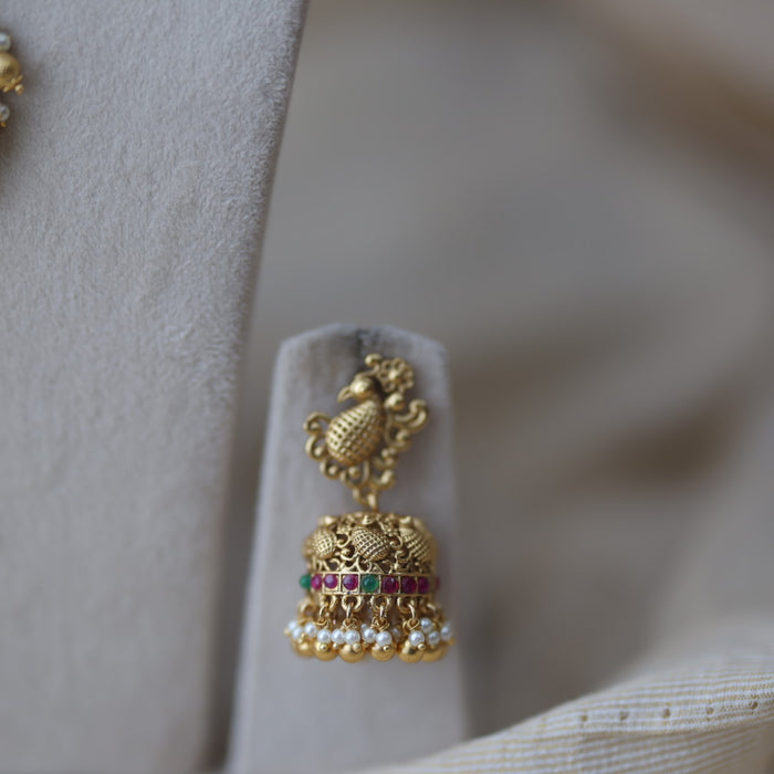 Antique short necklace with jumka earrings S1B17893