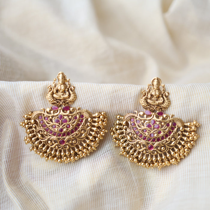 Antique temple design drop earrings AD45944