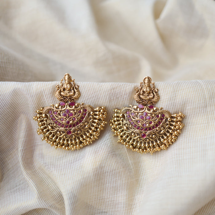 Antique temple design drop earrings AD45944