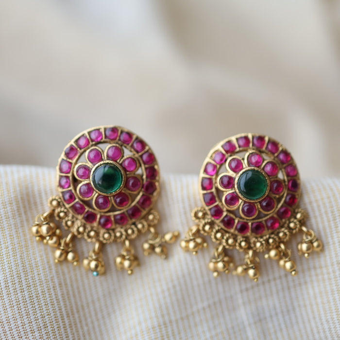 Antique ruby stone design studd earrings AS4598