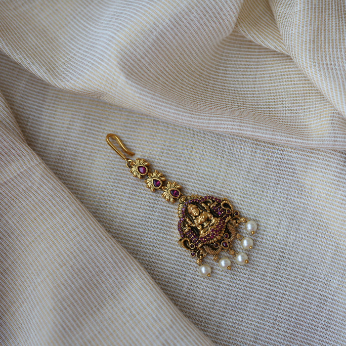 Antique multi stone temple design tikka TA1245