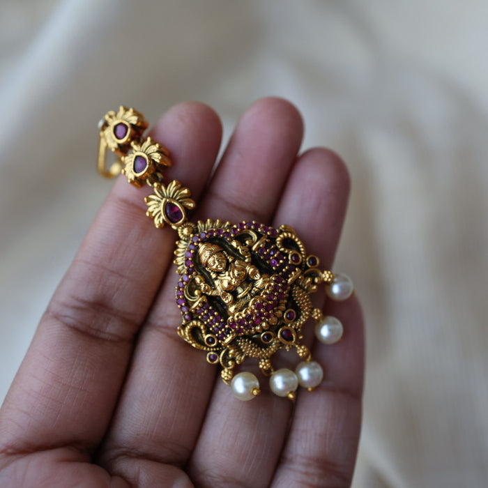 Antique multi stone temple design tikka TA1245