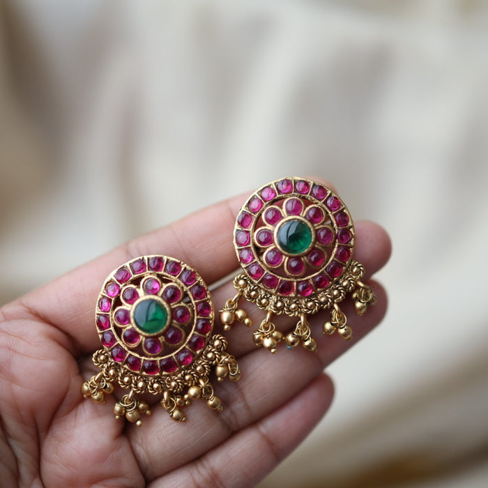 Antique ruby stone design studd earrings AS4598