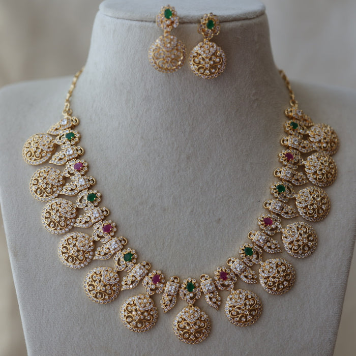 Antique ruby stone long necklace with earrings LL02345