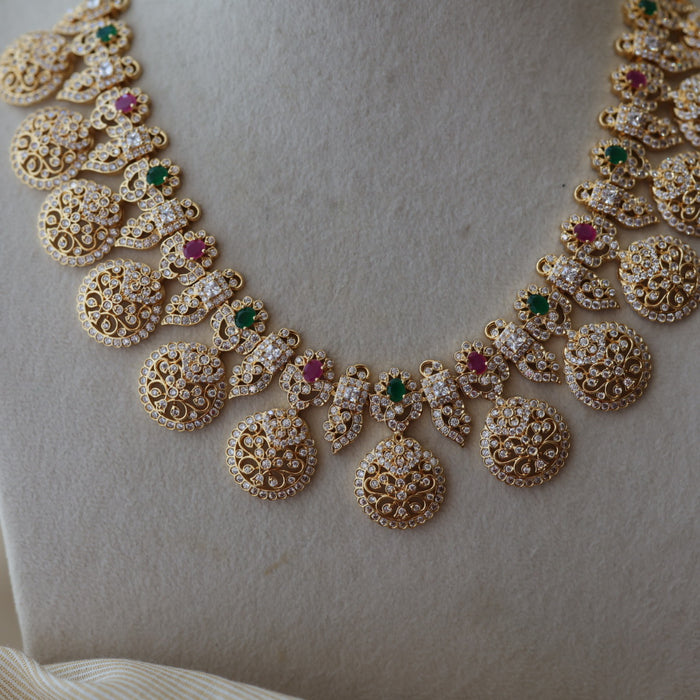 Antique ruby stone long necklace with earrings LL02345