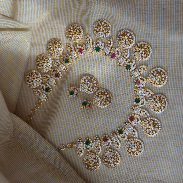Antique ruby stone long necklace with earrings LL02345