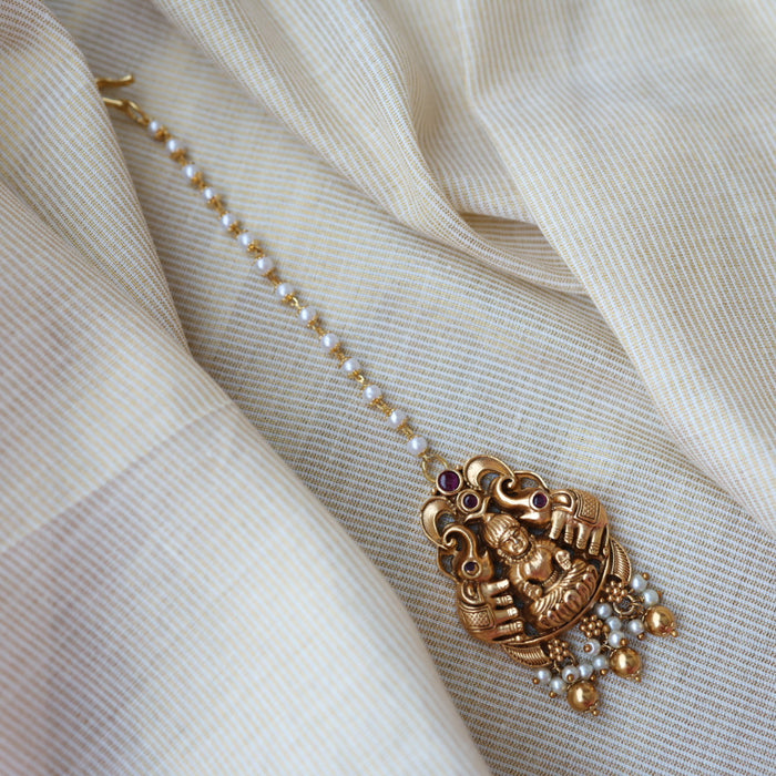 Antique multi stone temple design tikka TA1990