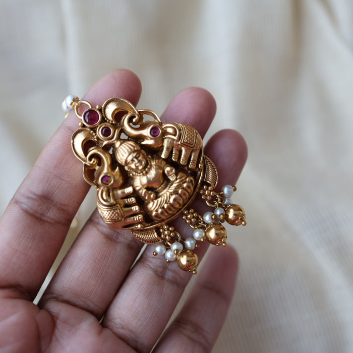 Antique multi stone temple design tikka TA1990