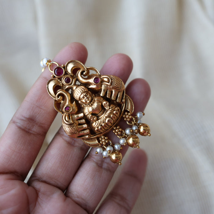Antique multi stone temple design tikka TA1990