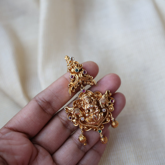 Antique multi stone temple design tikka TA386