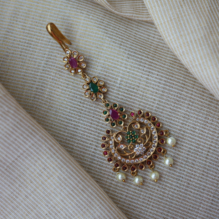 Antique multi stone pearl tikka TA1349