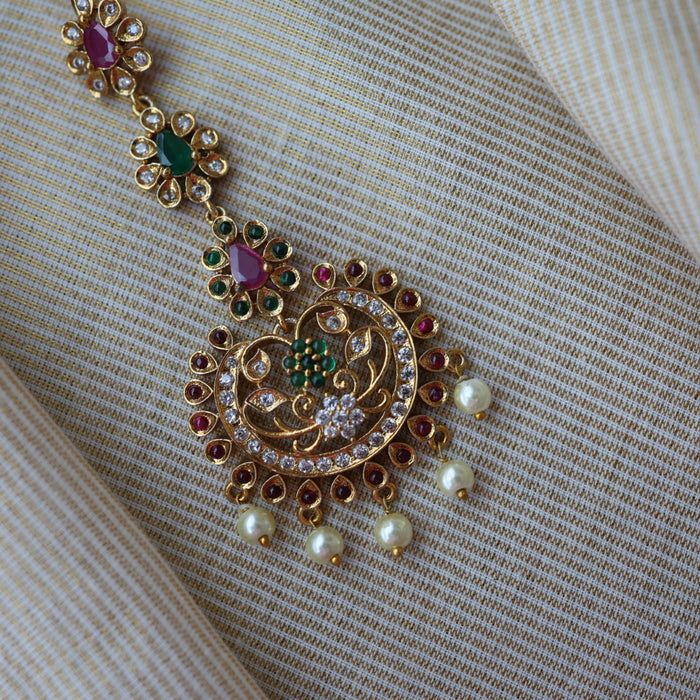 Antique multi stone pearl tikka TA1349