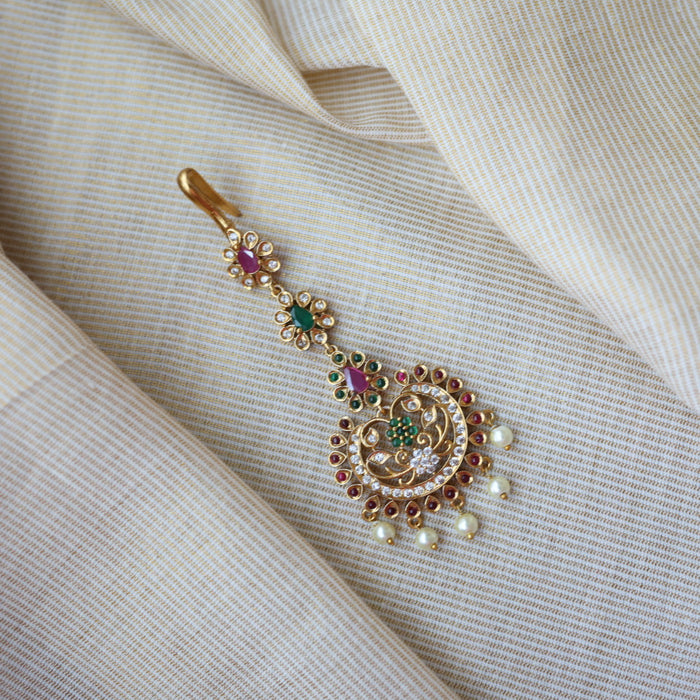 Antique multi stone pearl tikka TA1349