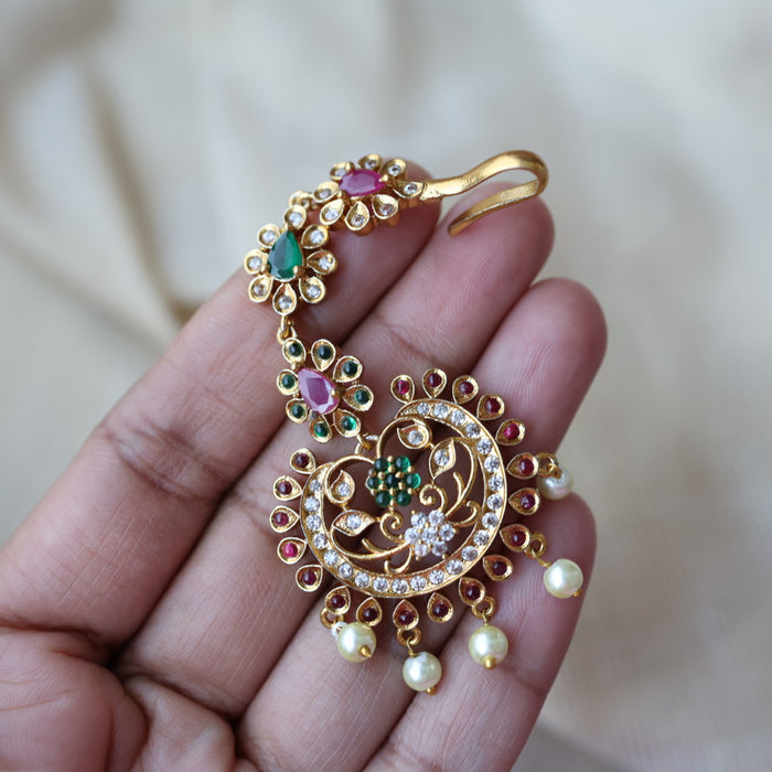 Antique multi stone pearl tikka TA1349