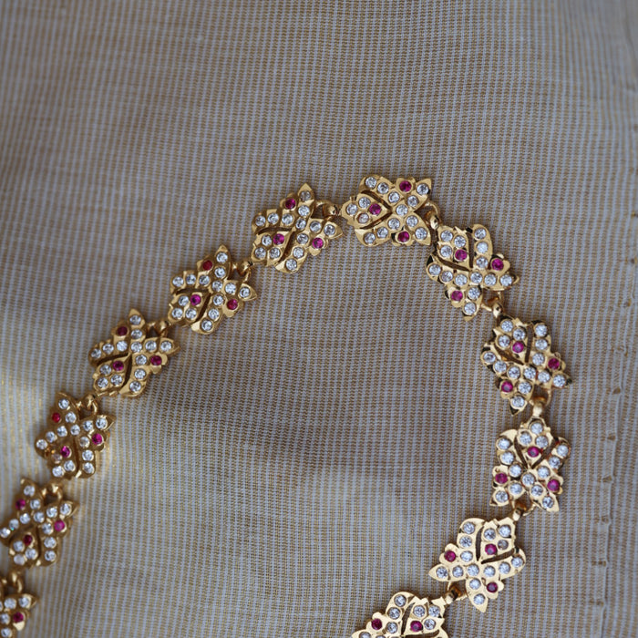 Heritage gold plated ruby white stone short necklace H83894