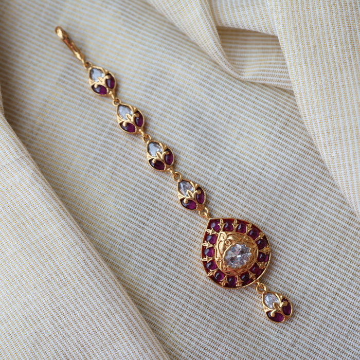 Antique ruby stone maang tikka TA424